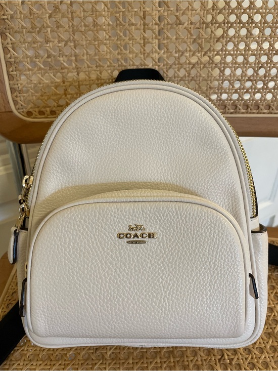 Coach Handbags - COACH, LIKE NEW Cream Pebble Leather Mini Court Backpack Bag